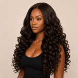 Black Brown Curly Wig (Human Blend)