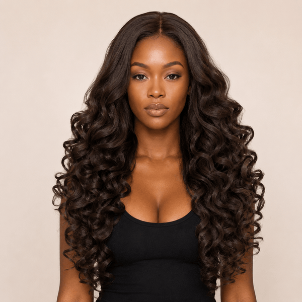 Black Brown Curly Wig (Human Blend)