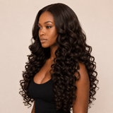 Black Brown Curly Wig (Human Blend)
